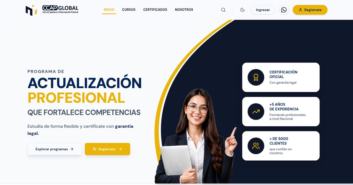 Captura del sitio de CCAP Global